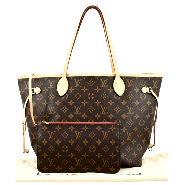 LOUIS VUITTON Neverfull MM Monogram Canvas Tote Bag Brown