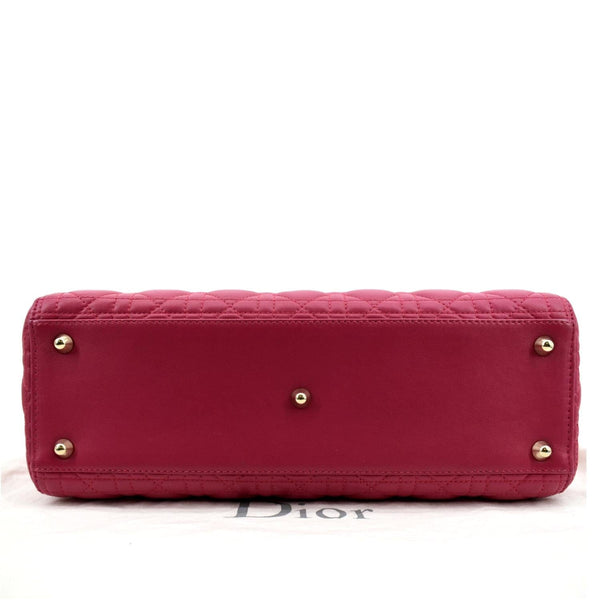 Christian Dior Large Lady Dior Lambskin Shoulder Bag in red color
