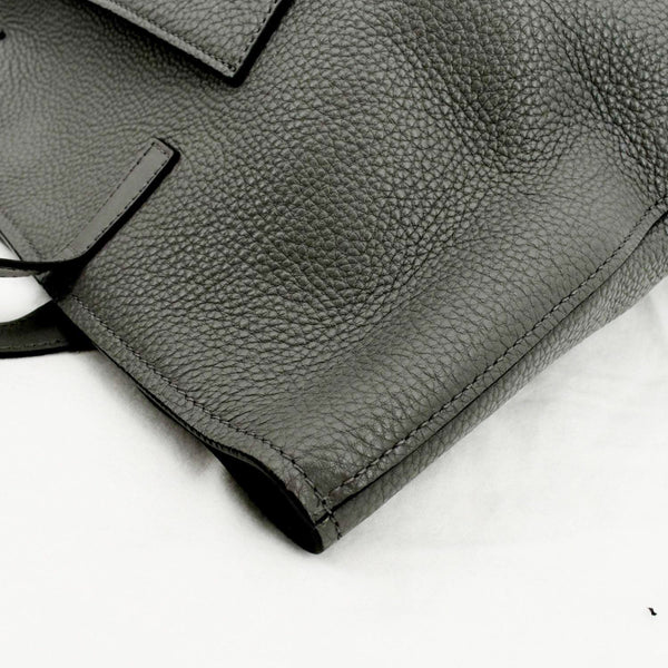 PRADA Vitello Daino Leather Tote Bag Dark Grey