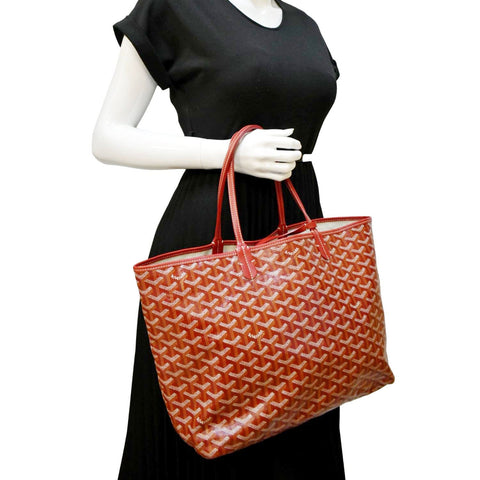 GOYARD Saint Louis PM Chevron Print Canvas Tote Bag Red