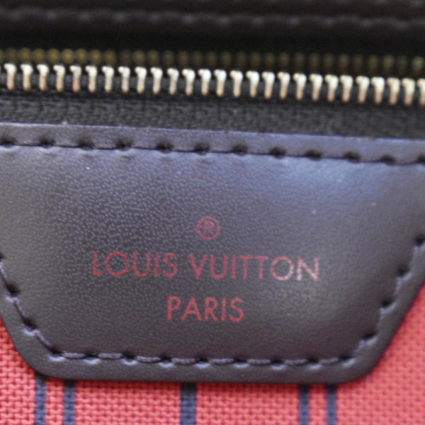 LOUIS VUITTON Neverfull MM Damier Ebene Tote Bag Brown