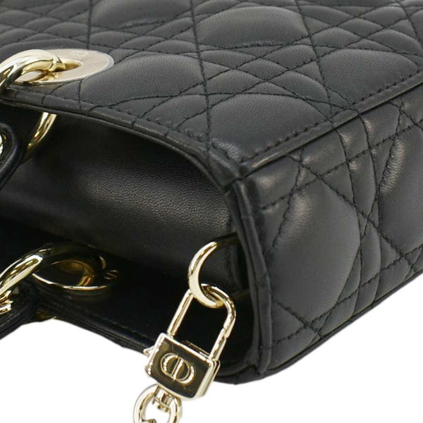 CHRISTIAN DIOR Lady D-Joy Medium Cannage Leather Shoulder Bag Black