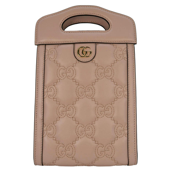 GUCCI GG Matelasse Mini Leather Top Handle Crossbody Bag Pink 723776