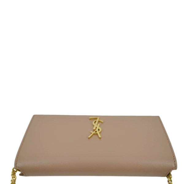 YVES SAINT LAURENT Phone Holder Shoulder Bag Leather Dusty Pink