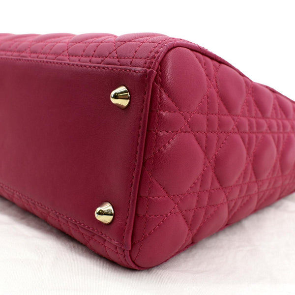 Christian Dior Large Lady Dior Lambskin Shoulder Bag in red color