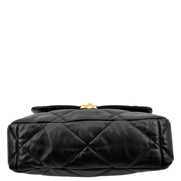 CHANEL 19 Flap Quilted Lambskin Leather Shoulder Bag Black