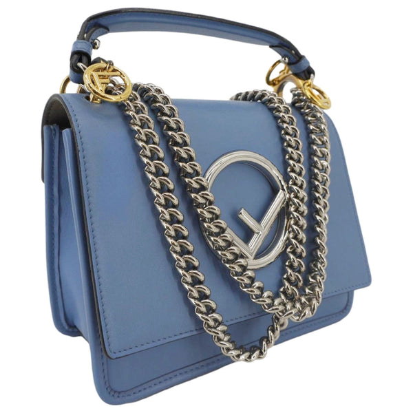 FENDI Kan I F Logo Small Leather Crossbody Bag Blue