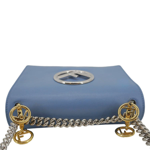 FENDI Kan I F Logo Small Leather Crossbody Bag Blue