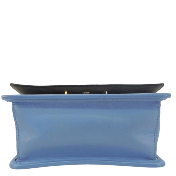 FENDI Kan I F Logo Small Leather Crossbody Bag Blue