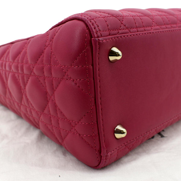 Christian Dior Large Lady Dior Lambskin Shoulder Bag in red color
