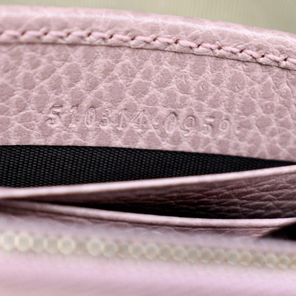 GUCCI GG Interlocking Pebbled Leather Crossbody Bag Light Pink 510314