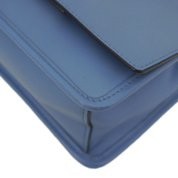 FENDI Kan I F Logo Small Leather Crossbody Bag Blue