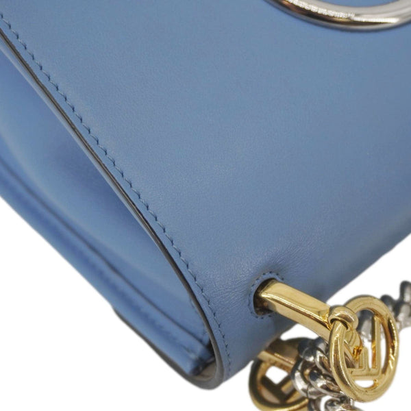 FENDI Kan I F Logo Small Leather Crossbody Bag Blue
