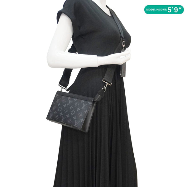 LOUIS VUITTON Gaston Wearable Monogram Eclipse Reverse Crossbody Bag Gray