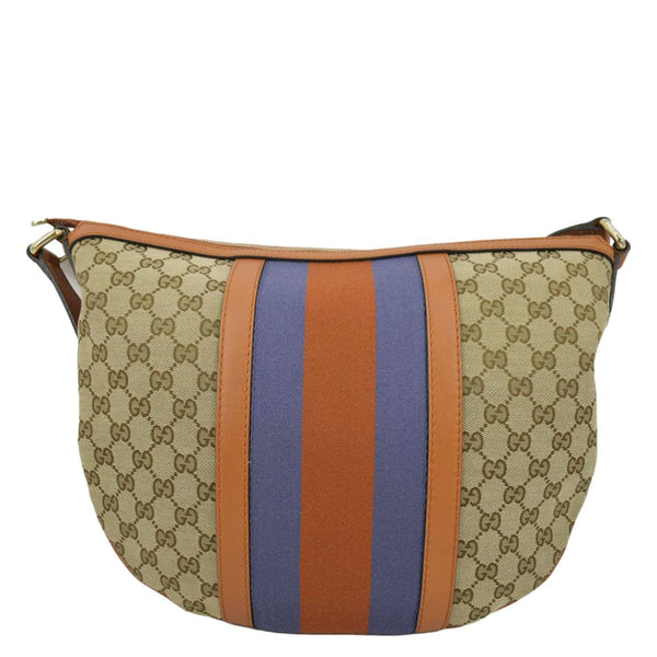 GUCCI Half Moon Vintage Web GG Canvas Bag Beige
