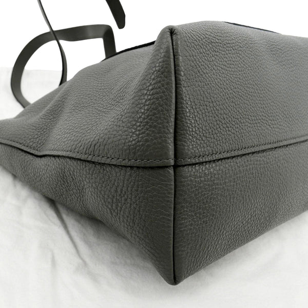 PRADA Vitello Daino Leather Tote Bag Dark Grey