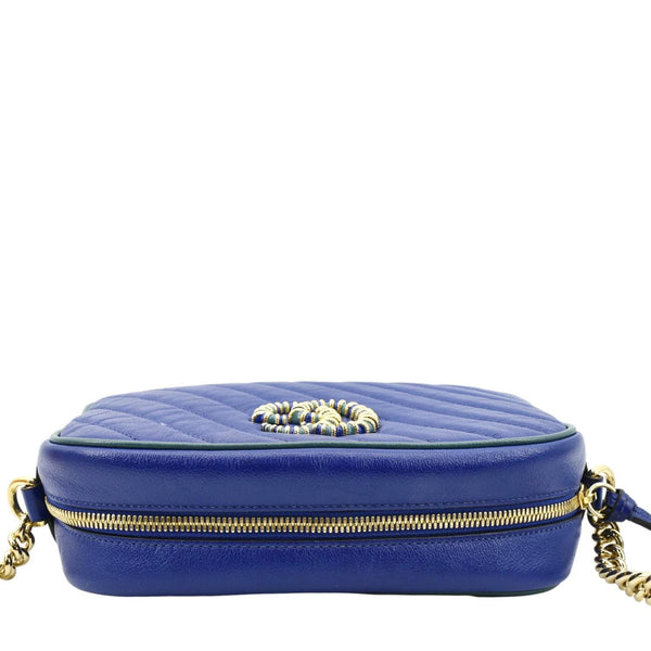 Gucci GG Marmont Small Diagonal Leather Crossbody Bag - Top