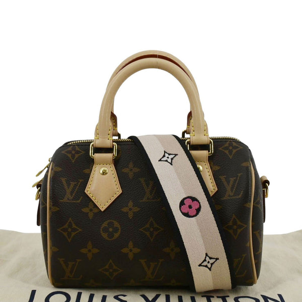 LOUIS VUITTON Speedy 20 Bandouliere Monogram Canvas Satchel Bag Brown