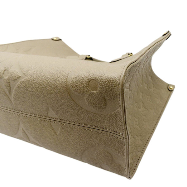 LOUIS VUITTON Onthego MM Giant Monogram Empreinte Leather Tote Bag Beige