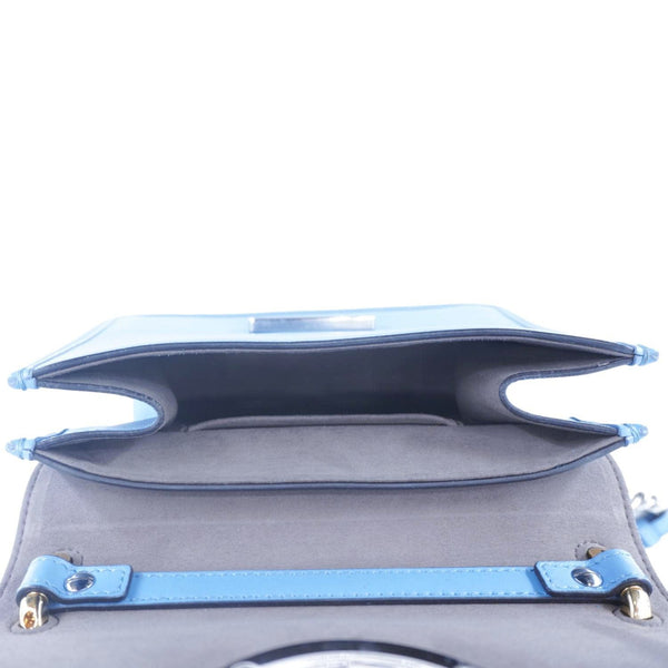 FENDI Kan I F Logo Small Leather Crossbody Bag Blue