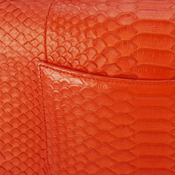 CHANEL Coco Flap Python Leather Top Handle Shoulder Bag Red