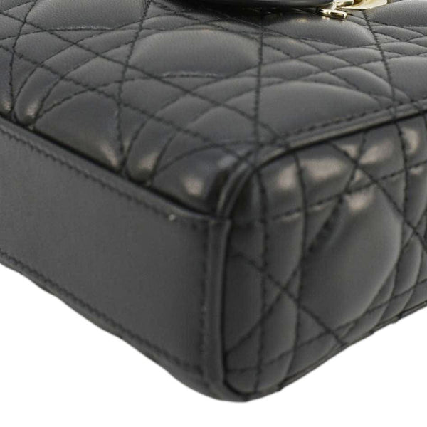 CHRISTIAN DIOR Lady D-Joy Medium Cannage Leather Shoulder Bag Black