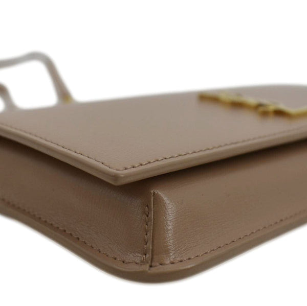 YVES SAINT LAURENT Phone Holder Shoulder Bag Leather Dusty Pink