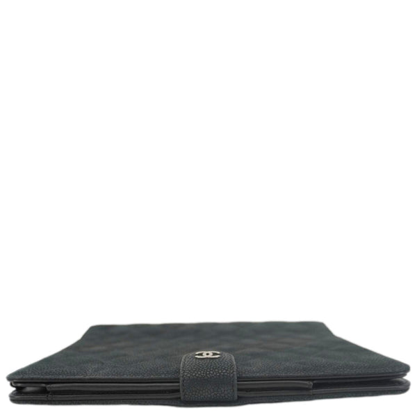 CHANEL Nubuck Quilted Leather Ipad Case Black