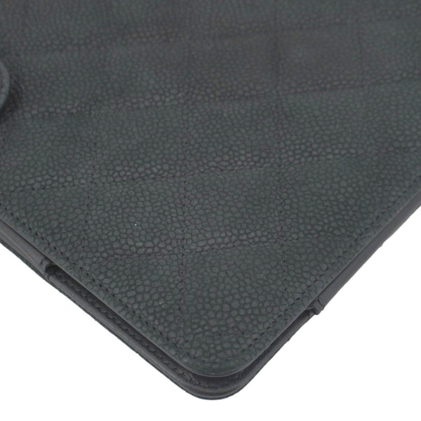 CHANEL Nubuck Quilted Leather Ipad Case Black