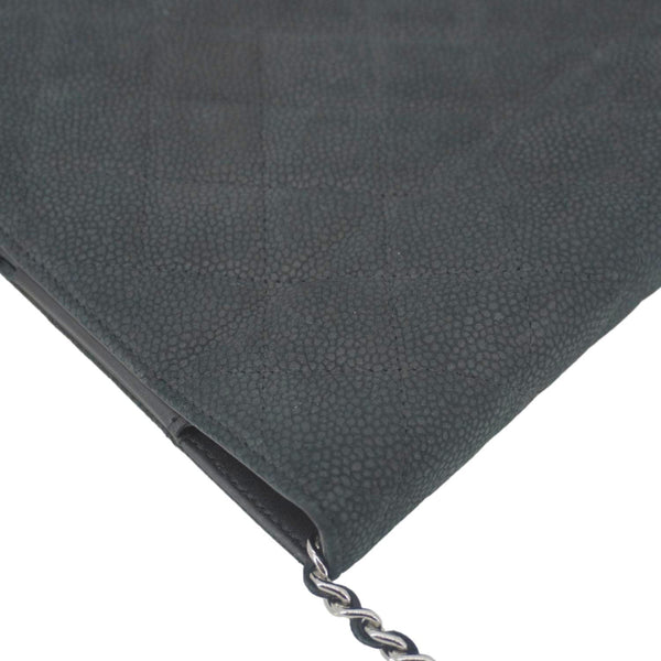 CHANEL Nubuck Quilted Leather Ipad Case Black