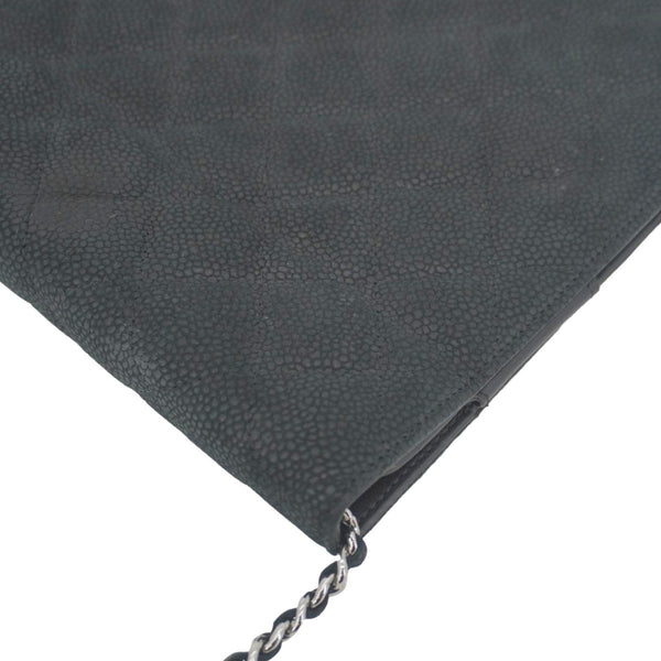 CHANEL Nubuck Quilted Leather Ipad Case Black