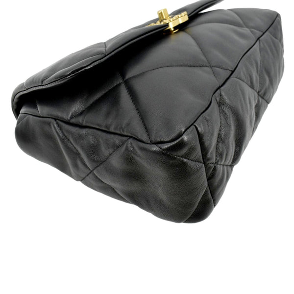 CHANEL 19 Flap Quilted Lambskin Leather Shoulder Bag Black