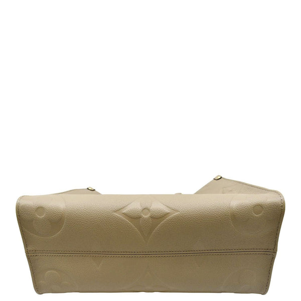 LOUIS VUITTON Onthego MM Giant Monogram Empreinte Leather Tote Bag Beige