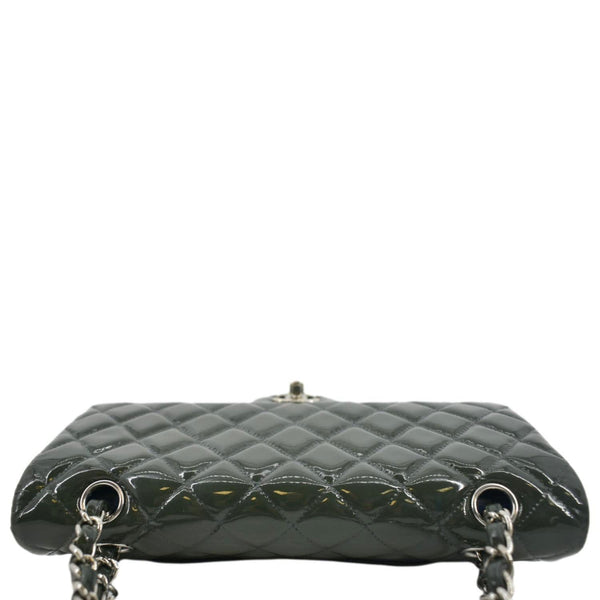 CHANEL Flap Quilted Patent Leather Shoulder Bag Green