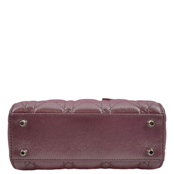 CHRISTIAN DIOR Mini Lady Dior Pearlescent Cannage Lambskin Shoulder Bag Dark Pink