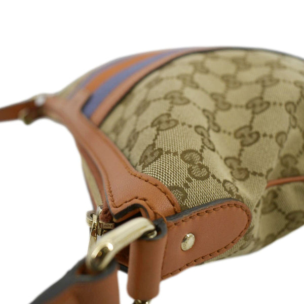 GUCCI Half Moon Vintage Web GG Canvas Bag Beige