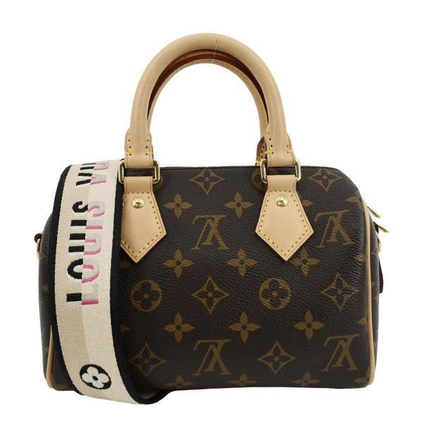 LOUIS VUITTON Speedy 20 Bandouliere Monogram Canvas Satchel Bag Brown