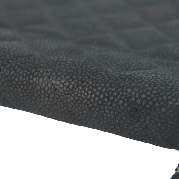 CHANEL Nubuck Quilted Leather Ipad Case Black