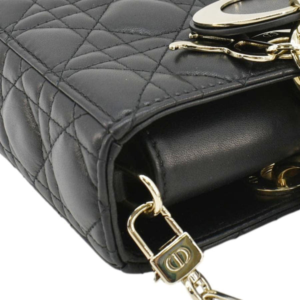 CHRISTIAN DIOR Lady D-Joy Medium Cannage Leather Shoulder Bag Black