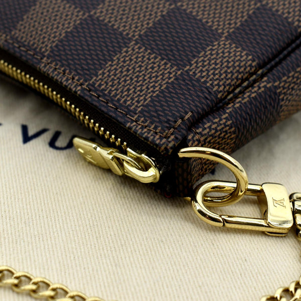 LOUIS VUITTON Mini Pochette Damier Ebene Accessoires Pouch Brown