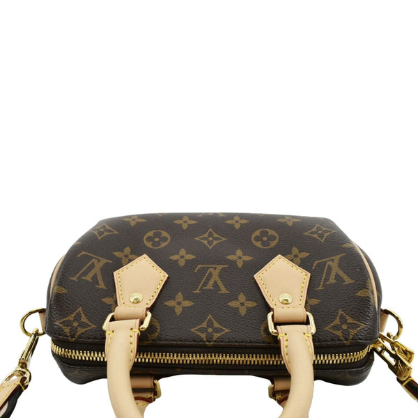 LOUIS VUITTON Speedy 20 Bandouliere Monogram Canvas Satchel Bag Brown