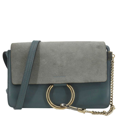 CHLOE Faye Small Suede Shoulder Bag Gray