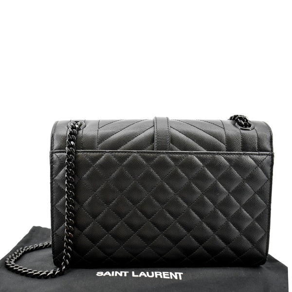YVES SAINT LAURENT Small Envelope Matelassé Leather Shoulder Bag Black