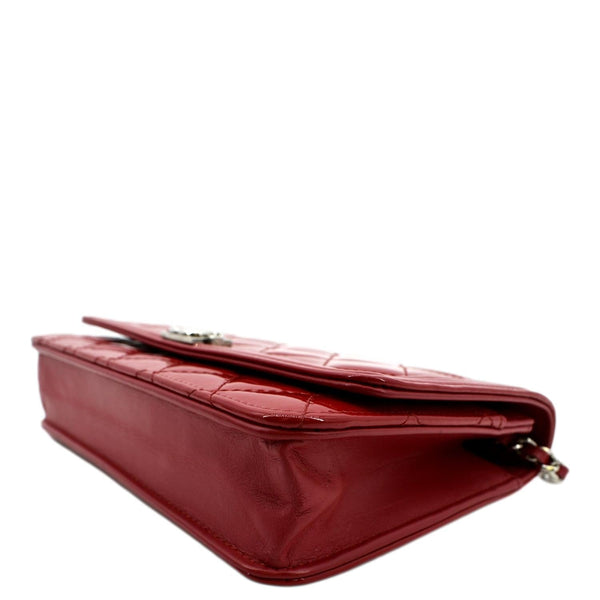 CHANEL Boy Woc Wallet on Chain Quilted Patent Leather Shoulder Bag Red