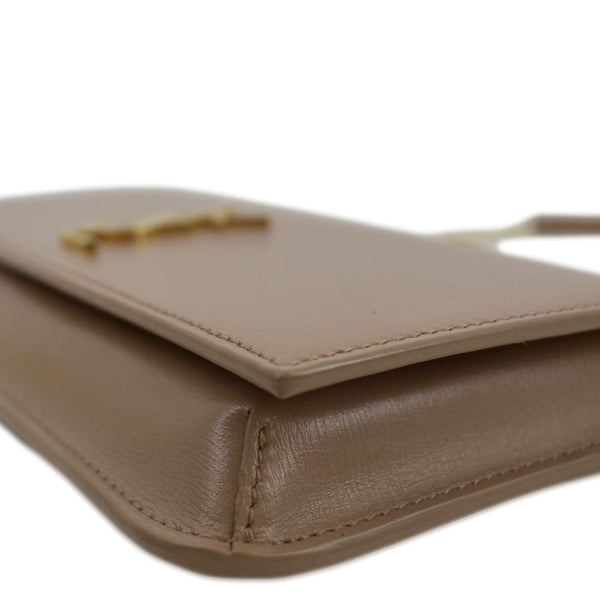 YVES SAINT LAURENT Phone Holder Shoulder Bag Leather Dusty Pink