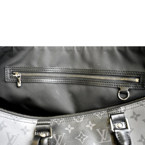 LOUIS VUITTON Keepall 50 Bandouliere Monogram Eclipse Travel Bag Black