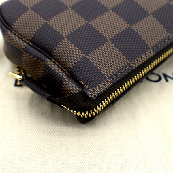 LOUIS VUITTON Mini Pochette Damier Ebene Accessoires Pouch Brown
