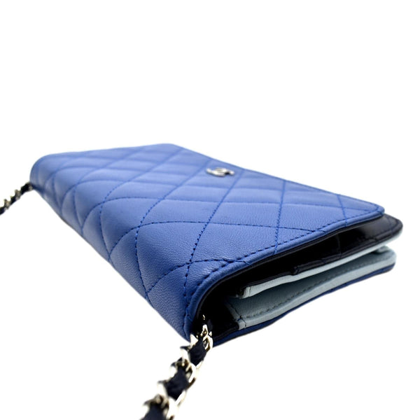 CHANEL WOC Quilted Leather Crossbody Tricolor Wallet Blue