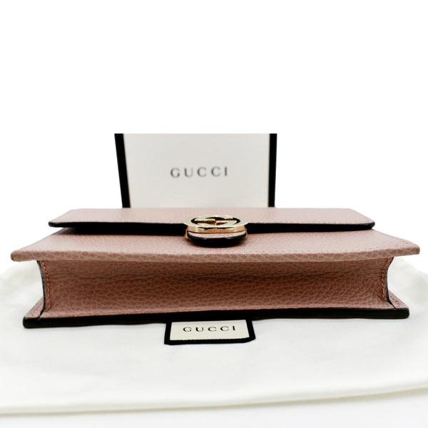GUCCI GG Interlocking Pebbled Leather Crossbody Bag Light Pink 510314