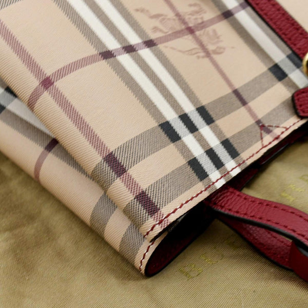 Burberry Bucket Haymarket Check Canvas Crossbody Bag Beige Color - Top Right